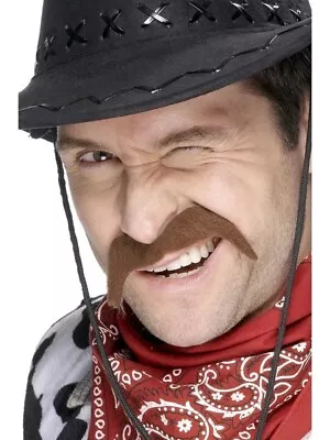 Western Cowboy Tash Comedy Fancy Dress Wild West Costume Accessory • $8.88