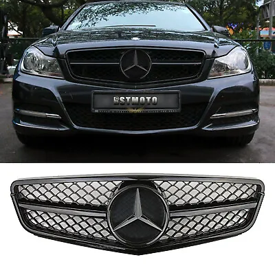 AMG Style Black Grille Grill W/Star For Mercedes Benz W204 C250 C300 C350 08-13 • $78.99