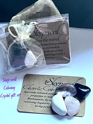 Crystal Healing Sleep Aid Set For Insomnia  & Restlessness. Gemstone Chakra Gift • £6.99
