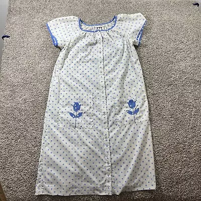 Vintage 50’s 60’s Alternatives Nightgown Womens Sz M ￼ Blue Floral Polkadot￼ • $45.46