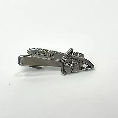 Vtg Homelite Chainsaw Tie Clip Clasp Bar Mercury Industries Silver Tone 1.75” • $40