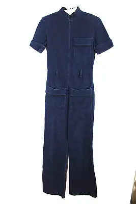 $44.80 • Buy Staud XS Blue Denim Stretch Zip Wide Leg Short Sleeve Mock Neck Jumpsuit