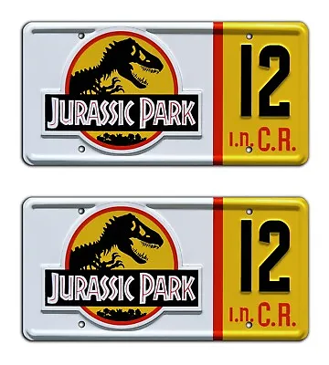 Jurassic Park | Jeep Wrangler | #12 | STAMPED Replica Prop License Plate Combo • $52.27