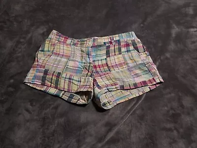 J Crew City Fit Shorts Womens Patchwork Madras Plaid Multicolor 100% Cotton Sz 4 • $11.05