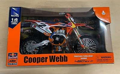 Newray Cooper Webb FACTORY KTM 450 1:6 Die-Cast Motocross MX Toy Model Bike • £54.99