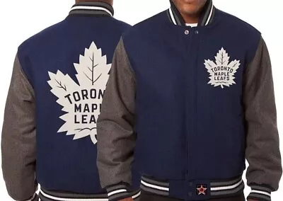 Toronto Maple Leafs Varsity Jacket Embroidered All Wool Two-Tone Jacket - Navy/G • $109