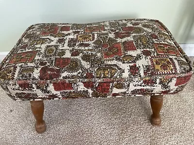 Vintage Mid-Century America Colonial Vinyl Wood Footstool Babcock Phillips-Style • $29