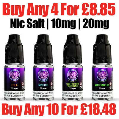 BAR SALTS By Vampire Vape Nic Salt 10ml E Liquid 10mg | 20mg Juice 50/50 VG/PG • £2.80