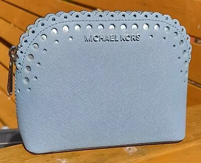 *NEW* Michael Kors Small Baby Blue With Silver Inserts Vanity Pouch • £30