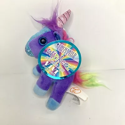 Winkeez Vivi Unicorn Purple Keychain Plush Sparkle Blue Feet Rainbow Hair 5  Tag • $9.99