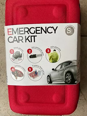 Vehicle Emergency Kit In Zippered Case First Aid Jumper Cables Gloves Car Truck • $19.99