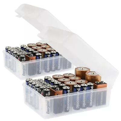 Set Of 2 37 Slot Multi Battery Storage Box Battery Storage Case Battery Ho... • $21.21