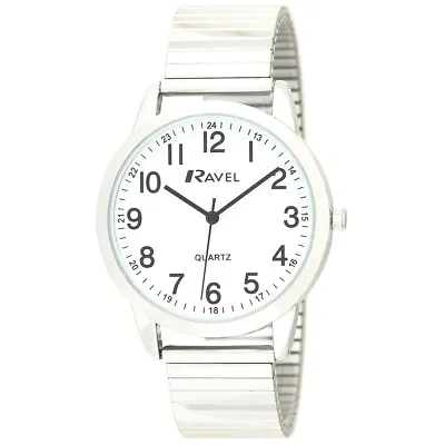 Ravel R0232.21.1 Gents Easy Read Watch With Silver Tone Expanding Bracelet • £9.73