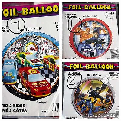 Mylar Foil Balloons- 10 Lot (2) X-Men~(1) Fantastic 4~(7) Racing Team Cars • $8.50