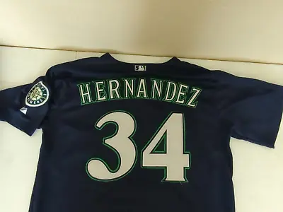 Majestic Seattle Mariners #34 Felix Hernandez Navy Baseball Jersey Size 50 MLB • $51