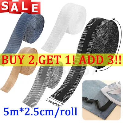 £2.87 • Buy 5M Iron On Hemming Tape Adhesive Fabric Fusing Roll For Trousers Jeans Clothing