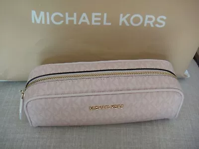 New Michael Kors Giftables Dark Powder Blush Medium Leather Makeup/ Pencil Case. • $64.49