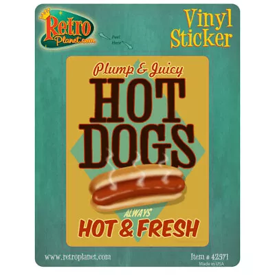 Hot Dogs Plump Juicy Fresh Vinyl Sticker Vintage Style Diner Decal 3 X 4 • $4.95