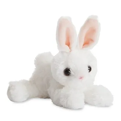 WHITE BUNNY RABBIT SOFT TOY TEDDY BEAR TOY AURORA FLOPSIES PLUSH CUDDLY 18cm • £9.89