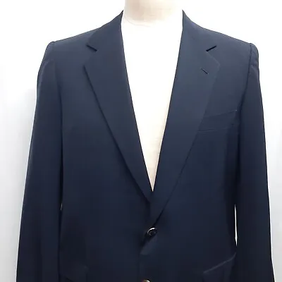 Vintage Brioni Us 42 R Eu 52 Navy Wool Blazer Metal Button Sport Coat Jacket • $99.95