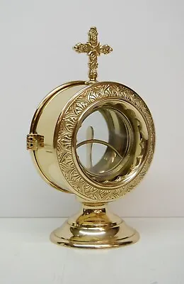 Polished Brass Chapel /  Church Monstrance With Glass Enclosed Luna (#415) • $499