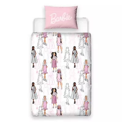 Barbie Single Duvet Cover & Pillowcase Set Silhouettes Reversible Kids Girls • £16.99