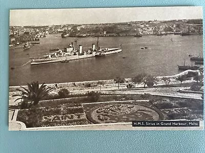 Vintage Postcard H.M.S Sirius In Grand Harbour Malta • £0.99