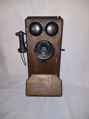 Antique Western Electric Oak Wood Hand Crank Phone Wall Mount Telephone 317-AH • $399.99