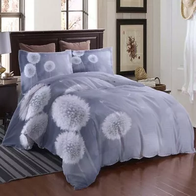 White Dandelion 3D Printing Duvet Quilt Doona Covers Pillow Case Bedding Sets • £104.84