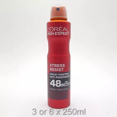 L'oreal Men Expert Stress Resist Anti-perspirant Deodorant 250ml 3 Or 6 Pack • £13.99