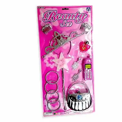 Girls Fairy Tail Crown Necklace Earring Purse Jewellery Role Play Set • £8.99