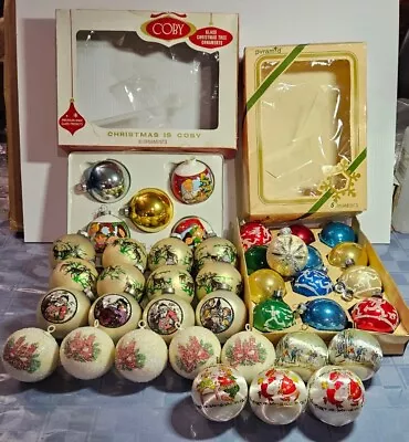 Lot 40 Vtg Glass Christmas Ornaments Pyramid Satin Coby Rauch Sugar USA Germany • $58