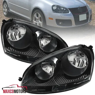 Black Headlights Fits 2005-2010 VW Jetta 2006-2009 Golf MK5 Head Lamp Left+Right • $136.49