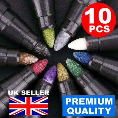 10pc Metallic Paint Pen Marker Glass Painting Ceramic Porcelain Rock Wood Kit Uk • £4.95