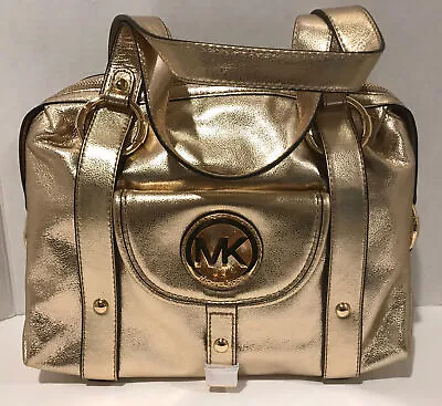 NEW/ MICHAEL KORS Fulton Large PALE GOLD Leather Satchel AUTHENTIC HANDBAG Purse • $190