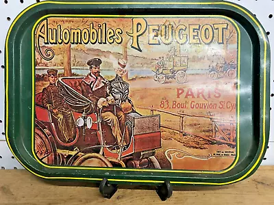 VINTAGE METAL  Automobiles PEUGEOT Paris METAL TRAY 15 1/2 X   11 ~NICE! • $3