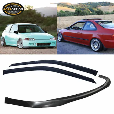 Fits 92-95 Honda Civic 2 3Dr EG SIR PU Front Bumper Lip Spoiler + Sun Window • $75.99