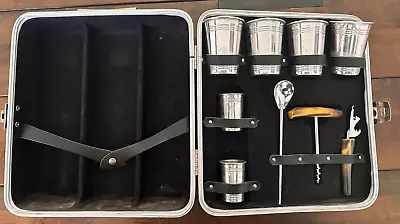 Vintage Portable Travel Bar Cocktail Set Hard Case Picnic Travel Kit • $59.99