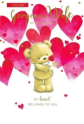 GORGEOUS VALENTINE WIFE CARD - LOVELY WORDS RED ROSE VALANTINE LOVE  20cm X 14cm • £2.39