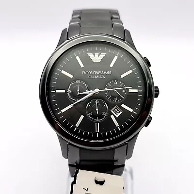 Brand New Emporio Armani Ar1451 Luxury Black Dial Ceramic Mens Watch • £82.29