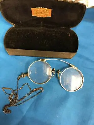 Vintage Wire Rim Round Eyeglasses On A Chain Pittsburgh Pa W/case • $39.99