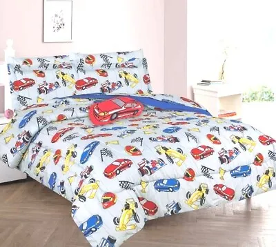 Dreaming Race Car Comforter Bed Sheet Set Bed In A Bag For Kids Teens • $17.42