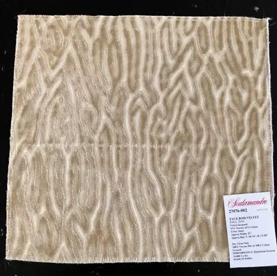 SCALAMANDRE Faux Bois Velvet In Flax 12 X 12 1/2  Jacquard Fabric Sample • $15.99