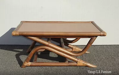 Vintage Mid Century Modern Tiki Palm Beach Style Bamboo Coffee Table • $660