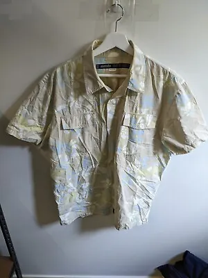 Vintage Mambo Shirt Mens Large Yellow Hawaiian Surf De Luxe Y2K Logos • $30