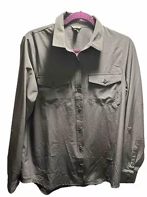 Eddie Bauer Long Sleeve Shirt Adventurer Upf 50 Women's Size M Button Up Grey • $7