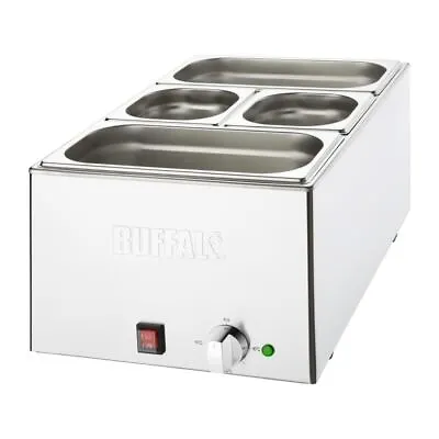 Buffalo Wet Heat Bain Marie With Pans 1.2kW Food Warmer - 2x GN 1/3 & 2x GN 1/6 • £179.99