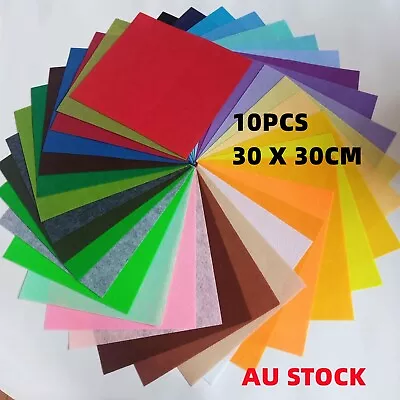 10 Sheet 30x30cm Handicraft Felt Fabric Crafting Thick Sewing Glue Scrapbooking • $7.99