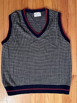 Donegal Sweater Vest Blue Tan Houndstooth With Red Accent Men’s Size M • $19.99