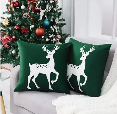 Deer Stag Elk Christmas Soft Plush Throw Pillow Cover Winter Holiday Home Decor • $13.08